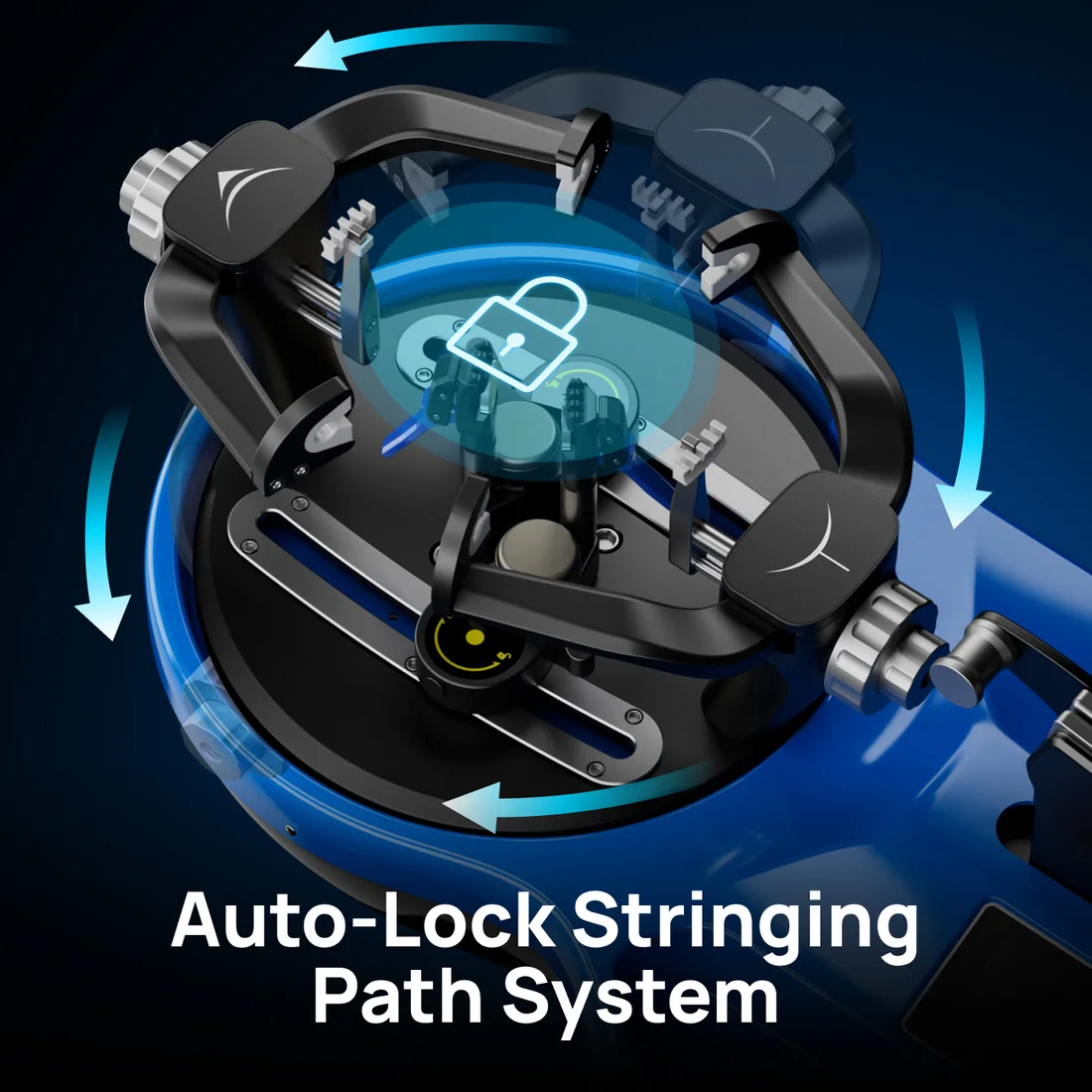 Auto-lock stringing path